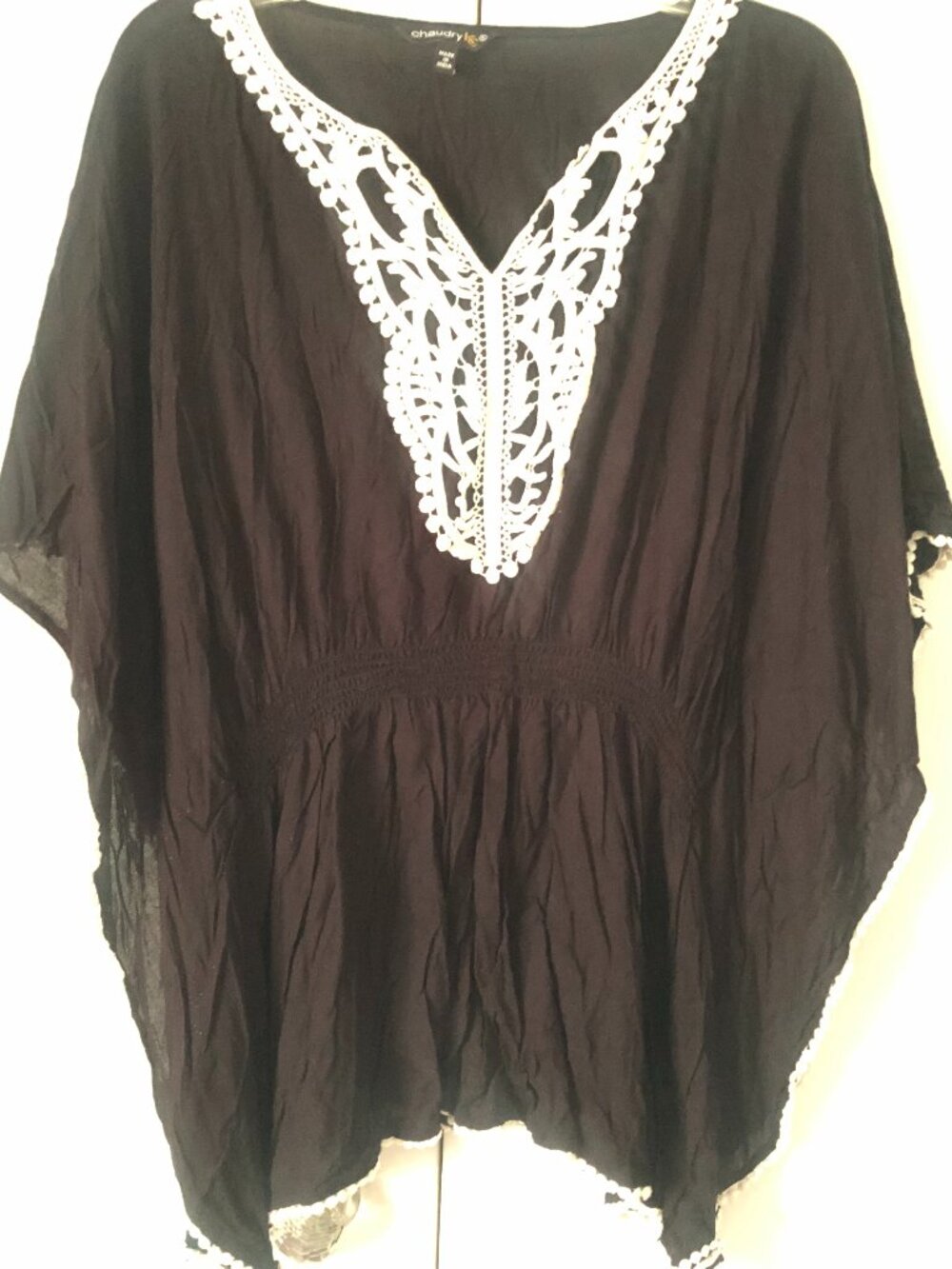 Chaudry Black with White Lace Women's Top Size XL